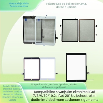Zamjenski zaslon osjetljiv na dodir za iPad 7.–10. generacije (2018), kompatibilan s 1.–3. generacijom