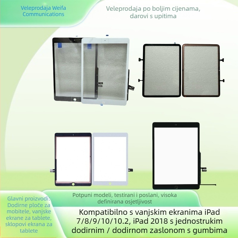 Zamjenski zaslon osjetljiv na dodir za iPad 7.–10. generacije (2018), kompatibilan s 1.–3. generacijom