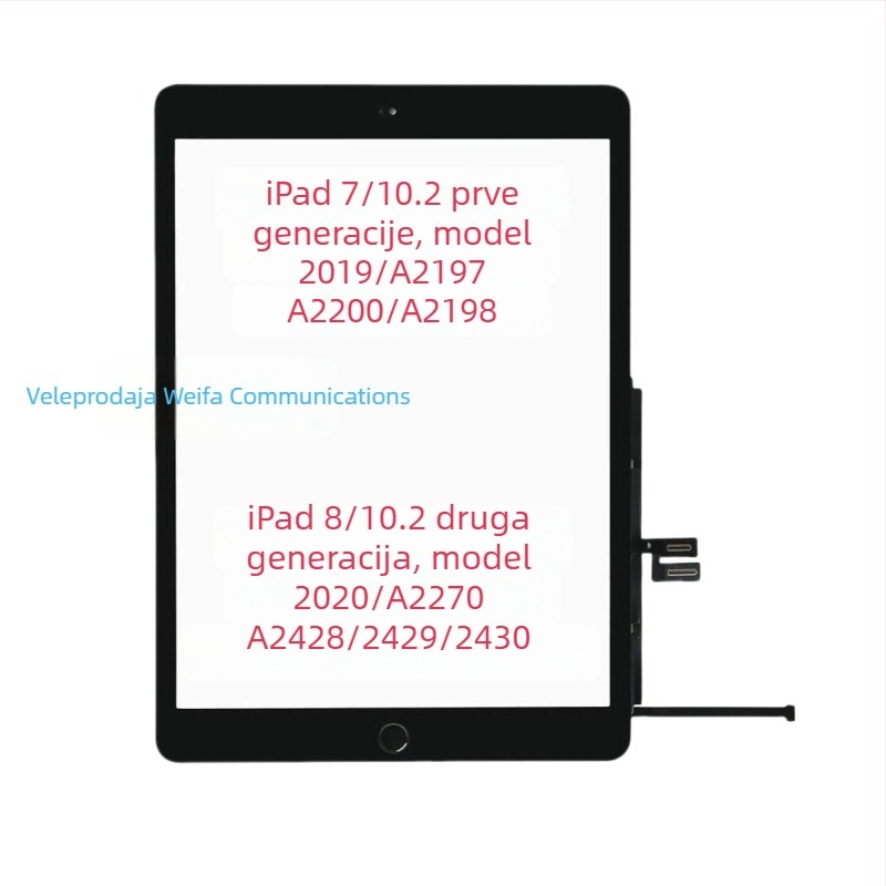 Zamjenski zaslon osjetljiv na dodir za iPad 7.–10. generacije (2018), kompatibilan s 1.–3. generacijom