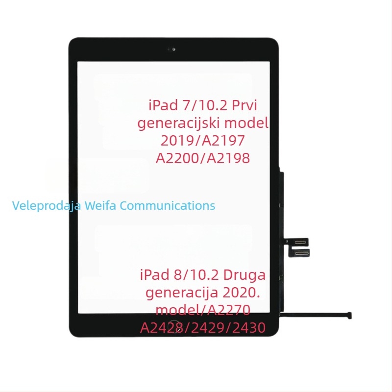 Zamjenski zaslon osjetljiv na dodir za iPad 7.–10. generacije (2018), kompatibilan s 1.–3. generacijom