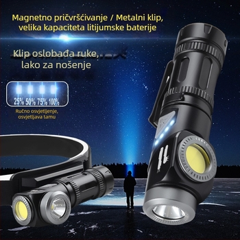 LED čelna svjetiljka s USB punjenjem, aluminijska legura, 30W, 3000mAh, magnetska baza, 90° prilagodba, domet 200–500 m, višestruka primjena na otvorenom