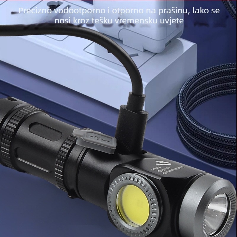 LED čelna svjetiljka s USB punjenjem, aluminijska legura, 30W, 3000mAh, magnetska baza, 90° prilagodba, domet 200–500 m, višestruka primjena na otvorenom