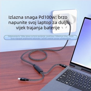 100W dvostruki Type-C kabel za brzo punjenje za tablete i Apple uređaje, duljina 0,5–1 m, za automobil