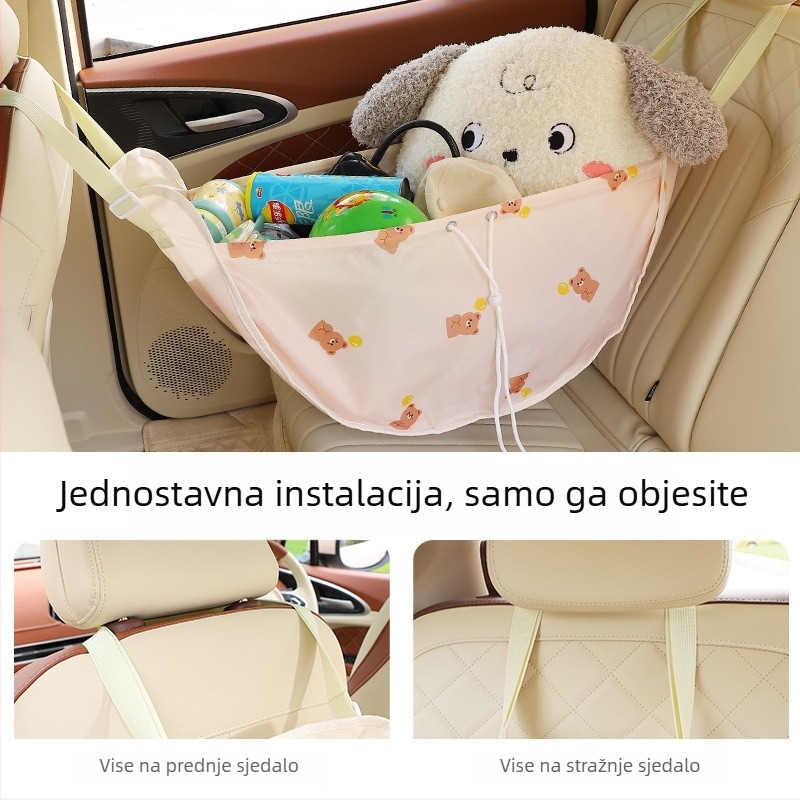 Torba za pohranu za stražnje sjedalo s ručkom, viseći mrežasti organizator, tkanina, Zapremina 59000