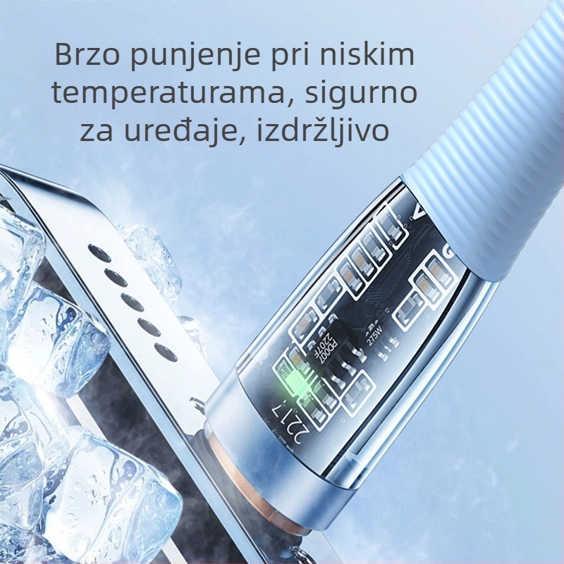 66W brzo punjenje s više sučelja USB-C/Lightning/Micro USB podatkovni kabel, proziran pleteni kabel, PD podrška, duljina 1–2 m, LED indikator