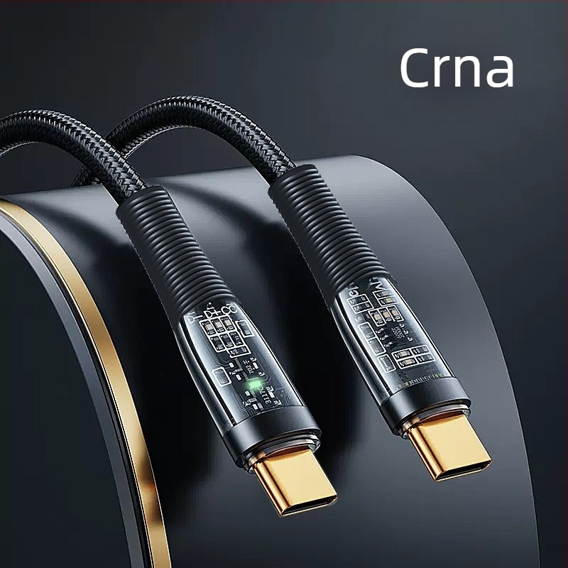 66W brzo punjenje s više sučelja USB-C/Lightning/Micro USB podatkovni kabel, proziran pleteni kabel, PD podrška, duljina 1–2 m, LED indikator