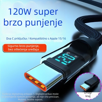 USB-C punjački kabel s pletenom kućištem, automatsko isključivanje, max 60W, duljina 1–2 m