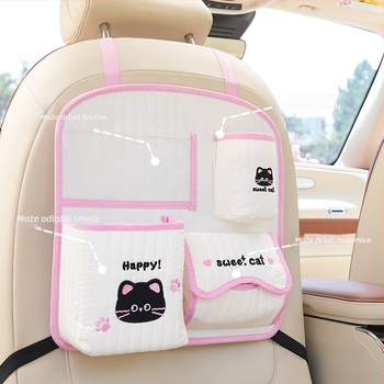 Blue Rain Torba za stražnju klupu automobila — platneni organizator za vješanje s motivom crtića, prilagodljiv s logom, univerzalna kompatibilnost