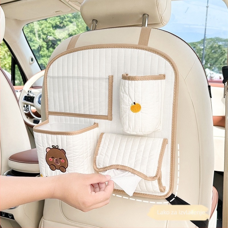 Blue Rain Torba za stražnju klupu automobila — platneni organizator za vješanje s motivom crtića, prilagodljiv s logom, univerzalna kompatibilnost