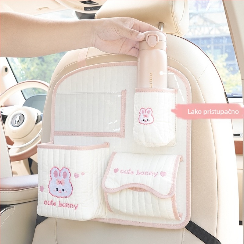 Blue Rain Torba za stražnju klupu automobila — platneni organizator za vješanje s motivom crtića, prilagodljiv s logom, univerzalna kompatibilnost