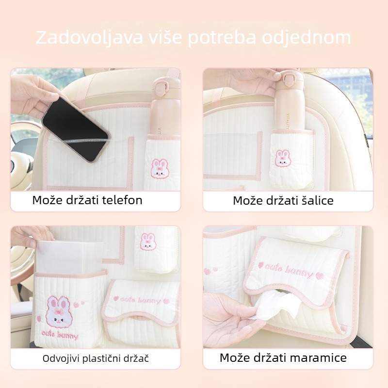 Blue Rain Torba za stražnju klupu automobila — platneni organizator za vješanje s motivom crtića, prilagodljiv s logom, univerzalna kompatibilnost