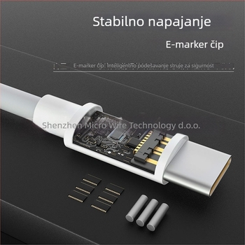 Type-C PD kabel za brzo punjenje, dvostruki kraj, 100W, duljina 1–2 m, TPE