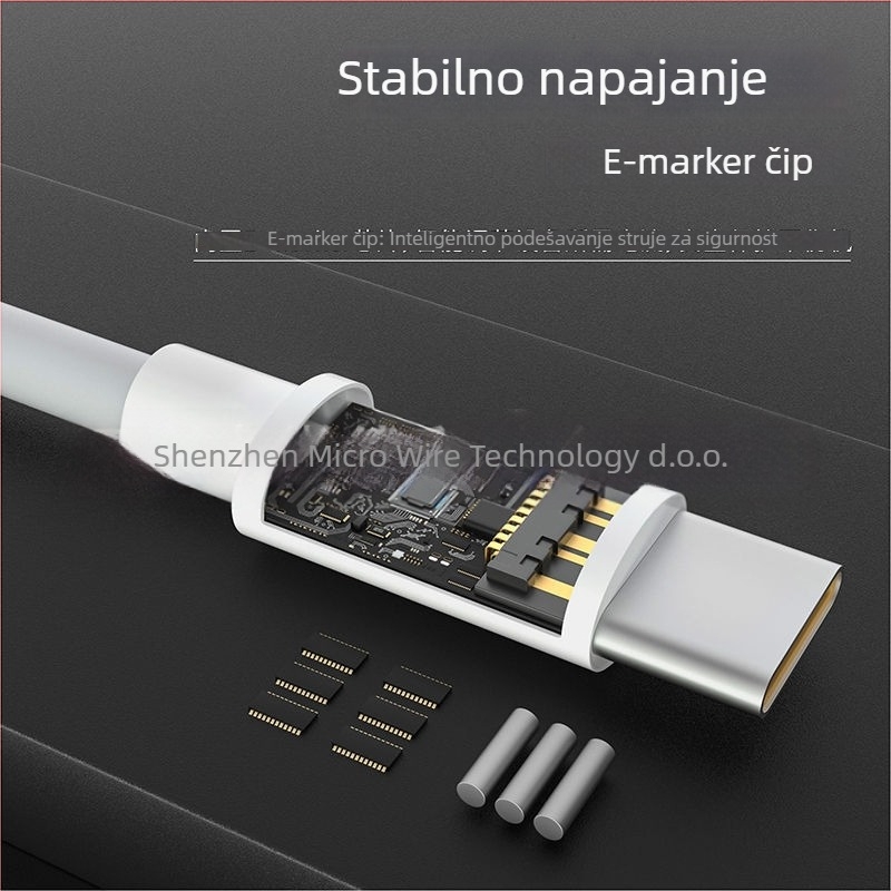 Type-C PD kabel za brzo punjenje, dvostruki kraj, 100W, duljina 1–2 m, TPE