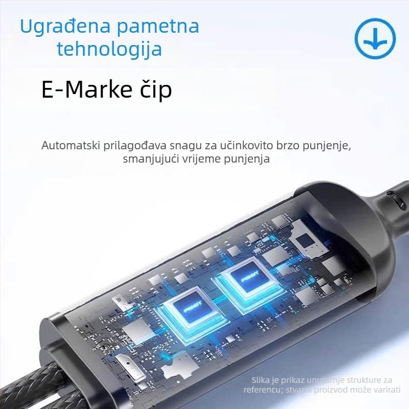 Pisen 100W 2-u-1 Type-C na 2C kabel za brzo punjenje, tkan najlonski kabel, jednoh later konektor
