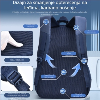 Lagani školski ruksak za učenike 4.–9. razreda, velik kapacitet, vodootporan, prozračan, ergonomske naramenice