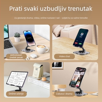 Stolni držač za telefone i tablete, od aluminijske legure, 360° rotacija, hlađenje