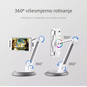 Aluminijski držač u stilu stolne lampe, podesiv od 360°, univerzalan za mobitele i tablete, desktop držač s mehanizmom podizanja (Tidery 165; 1107 g; kompatibilan s iPhone/iPad)
