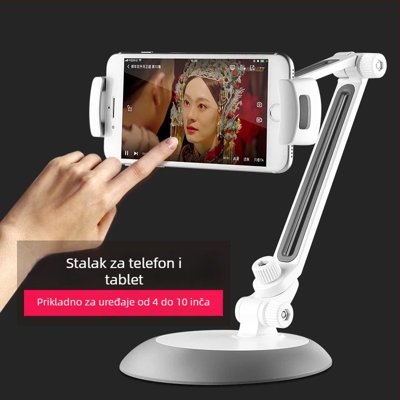 Aluminijski držač u stilu stolne lampe, podesiv od 360°, univerzalan za mobitele i tablete, desktop držač s mehanizmom podizanja (Tidery 165; 1107 g; kompatibilan s iPhone/iPad)