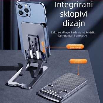 Stalak za stolno postavljanje mobilnih telefona i tableta, aluminijska legura, univerzalni dizajn, mogućnost prilagodbe, Semida sheng