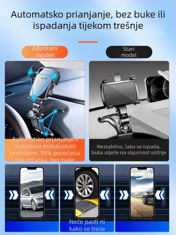 Držač za telefon u automobilu – držač na ploču i retrovizor, višenamjenski kreativni držač za navigaciju, snap-on montaža