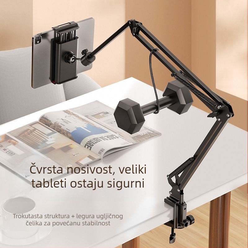 Držač za telefon i tablet s klipom uz noćni stol za livestream i binge-watching – ABS materijal, Model D37, Opća kompatibilnost, Bez prilagodbe