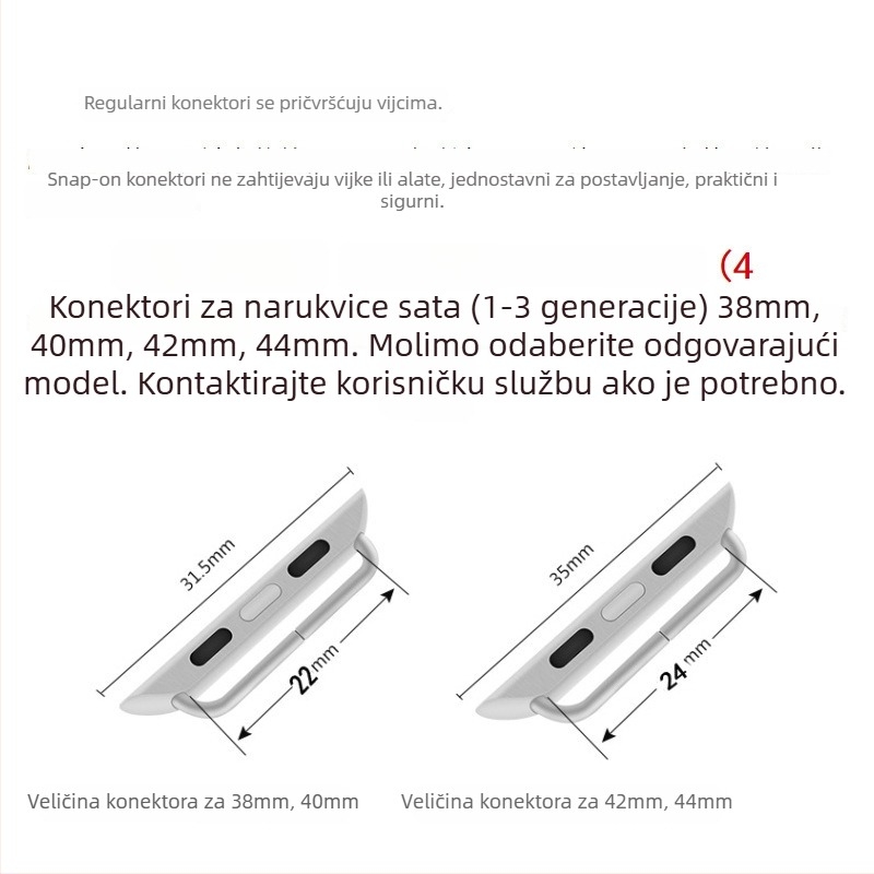 Metalni konektor za narukvicu Apple Watch — klasičan dizajn