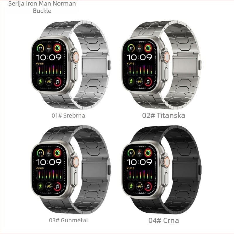 Metalni remen za Apple Watch Ultra s Norman kopčom i magnetskom kopčom, Iron Man stil