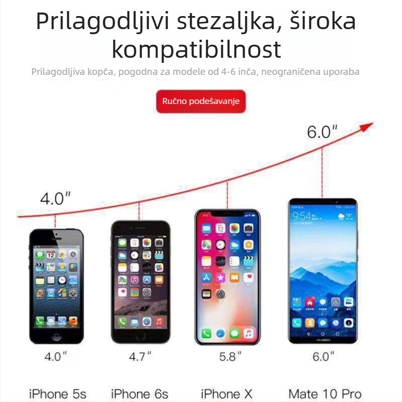Raytheon držač za telefon za centralnu konzolu automobila – teleskopski sa automatskim zaključavanjem, univerzalna kompatibilnost s mobitelima, za centralnu konzolu i vjetrobran