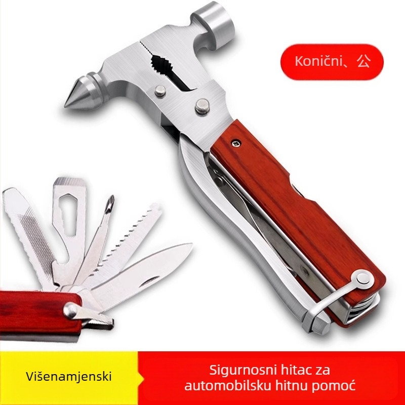 Automobilski čekić za spašavanje s rezačem stakla — višenamjenski sigurnosni čekić od nehrđajućeg čelika, težina 0.39