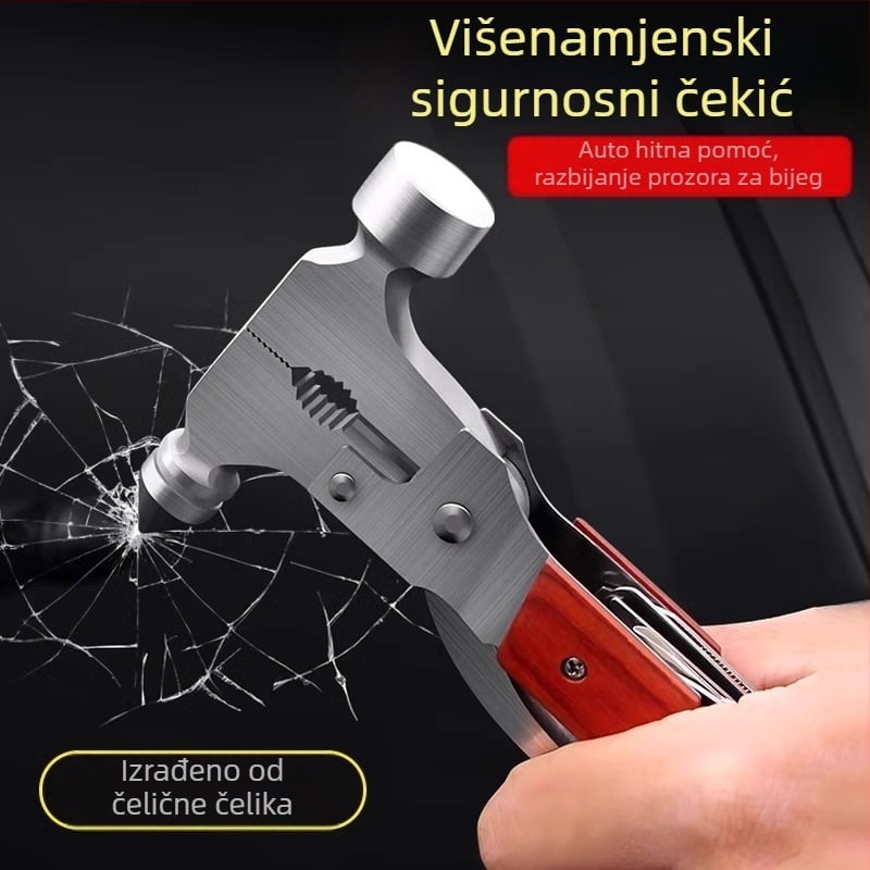 Automobilski čekić za spašavanje s rezačem stakla — višenamjenski sigurnosni čekić od nehrđajućeg čelika, težina 0.39