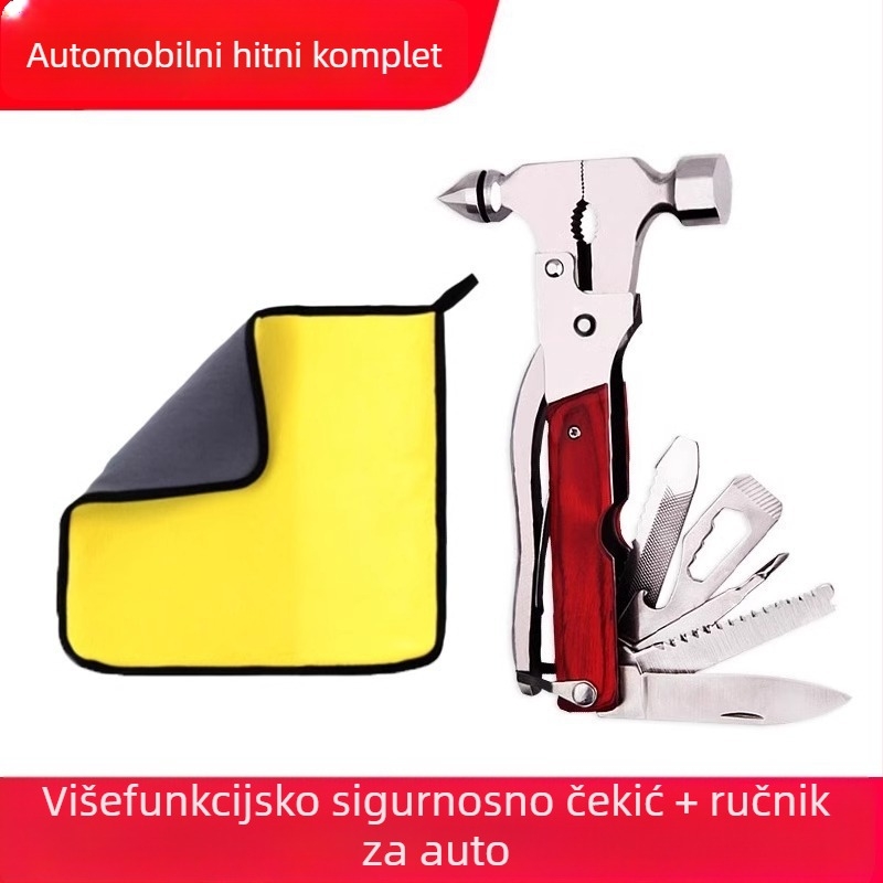 Automobilski čekić za spašavanje s rezačem stakla — višenamjenski sigurnosni čekić od nehrđajućeg čelika, težina 0.39