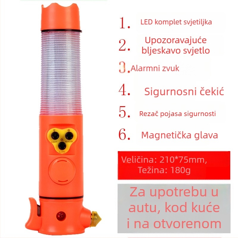Automobilski višefunkcionalni sigurnosni čekić 4u1 s lomacem stakla i alatom za bijeg; Kemiller; materijal: plastika + metal; težina: 0,2 kg; prilagodba proizvodnje: da; licencirana privatna oznaka: da