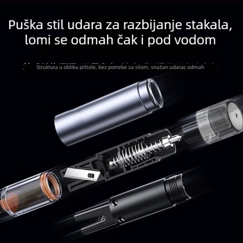 Automobilski čekić za razbijanje prozora - aluminijska legura - 26,4 g - mogućnost prilagodbe - alat za spašavanje u automobilu