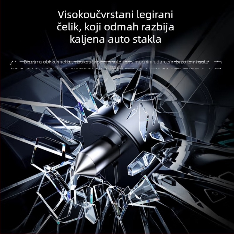 Automobilski čekić za razbijanje prozora - aluminijska legura - 26,4 g - mogućnost prilagodbe - alat za spašavanje u automobilu