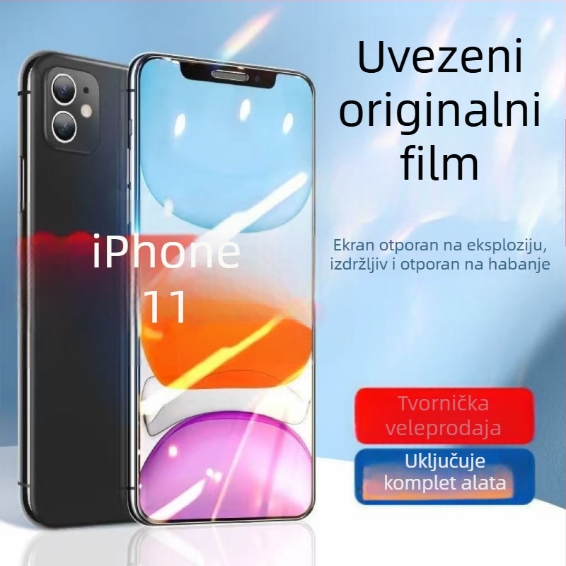 Staklena zaštita od kaljenog stakla za prednju stranu iPhone 11 Pro Max, potpuno pokrivanje, otpornost na padove, filtr plavog svjetla