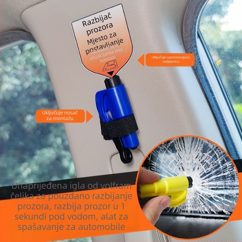 Automobilski hitni čekić za razbijanje stakla — sigurnosni alat za spašavanje, višefunkcionalni