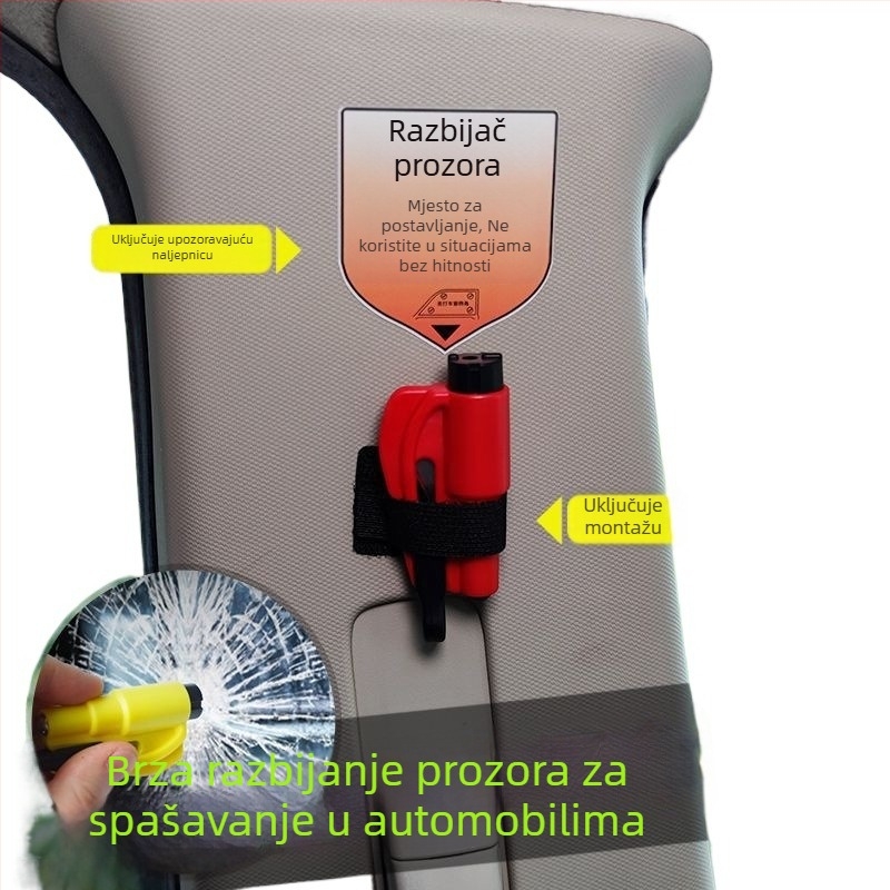 Automobilski hitni čekić za razbijanje stakla — sigurnosni alat za spašavanje, višefunkcionalni