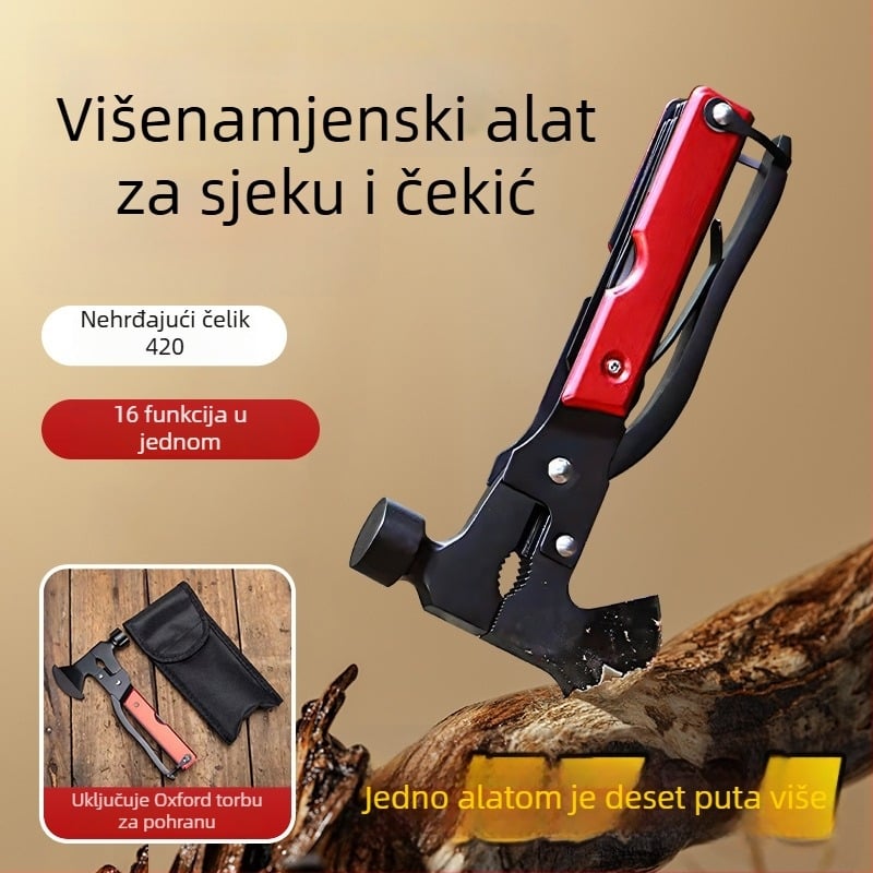 Automobilski hitni alat za razbijanje prozora i višenamjenski alat s sklopnim nožem i kliještima