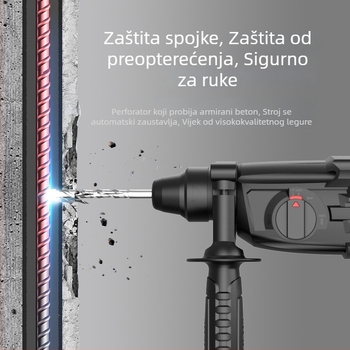 Hengpeng električni čekićni bušač – 220V, priključak na mrežu, 3 načina rada: bušenje čekićem / ravno bušenje / dlijeto