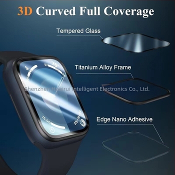 Staklena zaštitna folija za Apple Watch Series 7/8/9 s aluminijskim okvirom
