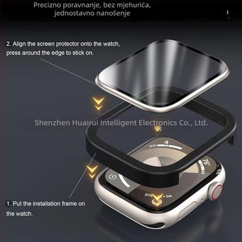 Staklena zaštitna folija za Apple Watch Series 7/8/9 s aluminijskim okvirom