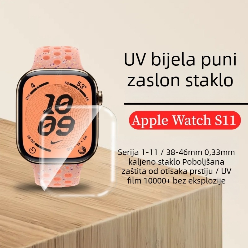 Apple Watch S11 UV film za zaštitu zaslona – Asahi staklo, HD, otisci prstiju otporan, puni zaslon