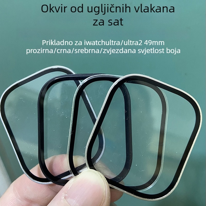Apple Watch Ultra zaštitno staklo od kaljenog stakla s karbonskim vlaknima okvirom i integriranom zaštitom