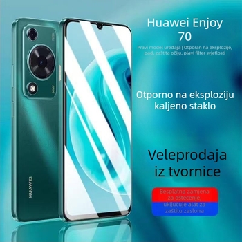 Kaljeno staklo zaštitnik zaslona za Huawei Enjoy 70 (70Z/PRO/S) – potpuno pokriće, otporno na padove, HD, protiv plavog svjetla