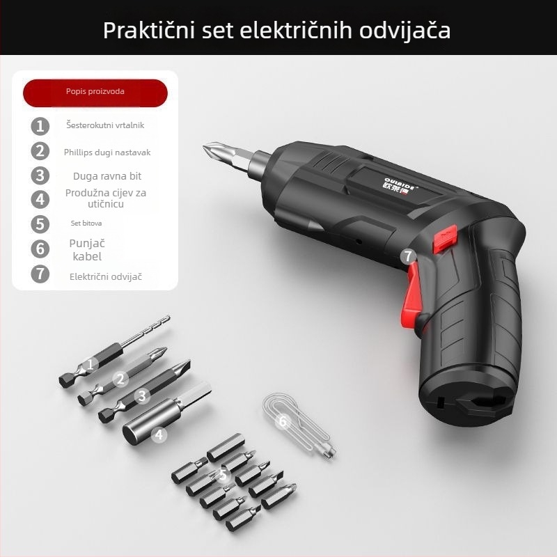 Kućni električni odvijač – set za demontažu i sastavljanje, 70–80 komada, s kutijom alata