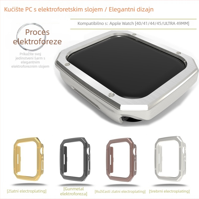 Huiyu futrola za Apple Watch za serije 5–8 i Ultra, elektroplatirano PC kućište s četkanim završnim slojem