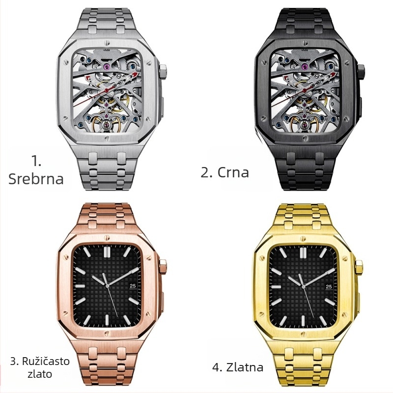 Integrirano kućište i remen od nehrđajućeg čelika za Apple Watch 44/45, s dvostrukim pancirnim dizajnom