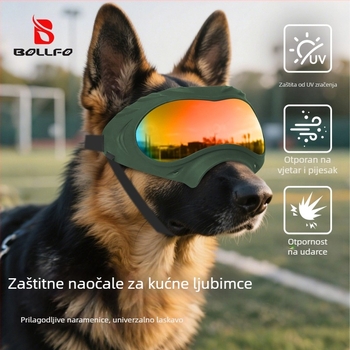 Bollfo naočale za pse – UV zaštita, otporne na vjetar, za vanjsku upotrebu, polikarbonatni okviri