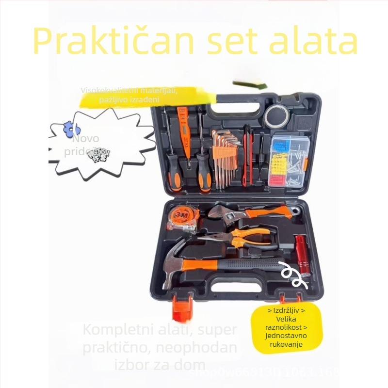 Set alata za kućanstvo s kutijom za alate, odvijači i ključevi, višenamjenski skup