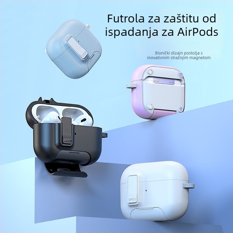 Zaštitna kutija za AirPods Pro 3 i Pro 2, s prozorčićem za otvaranje; kućište od TPU i PC, aluminijska kopča; prijenosno mekano kućište
